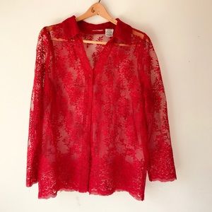 Plus size Lace Button Down